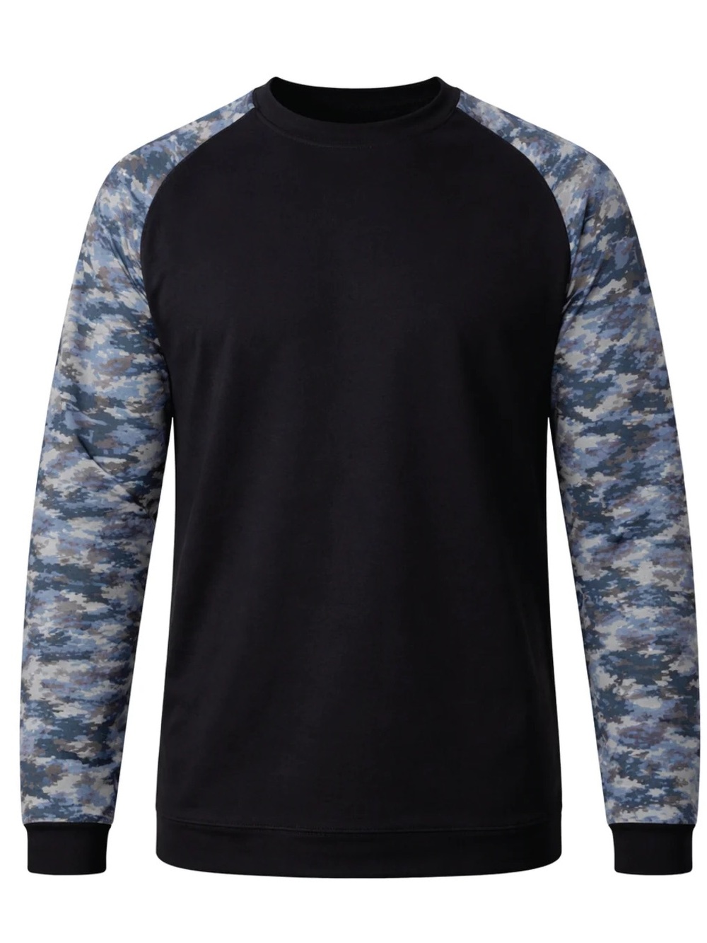 Forge Fr Men's Navy Camo Crew Neck Long Sleeve T-shirt